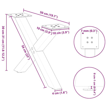 Coffee Table Legs X-Shaped 2 pcs Natural Steel 50x(30-31) cm Steel