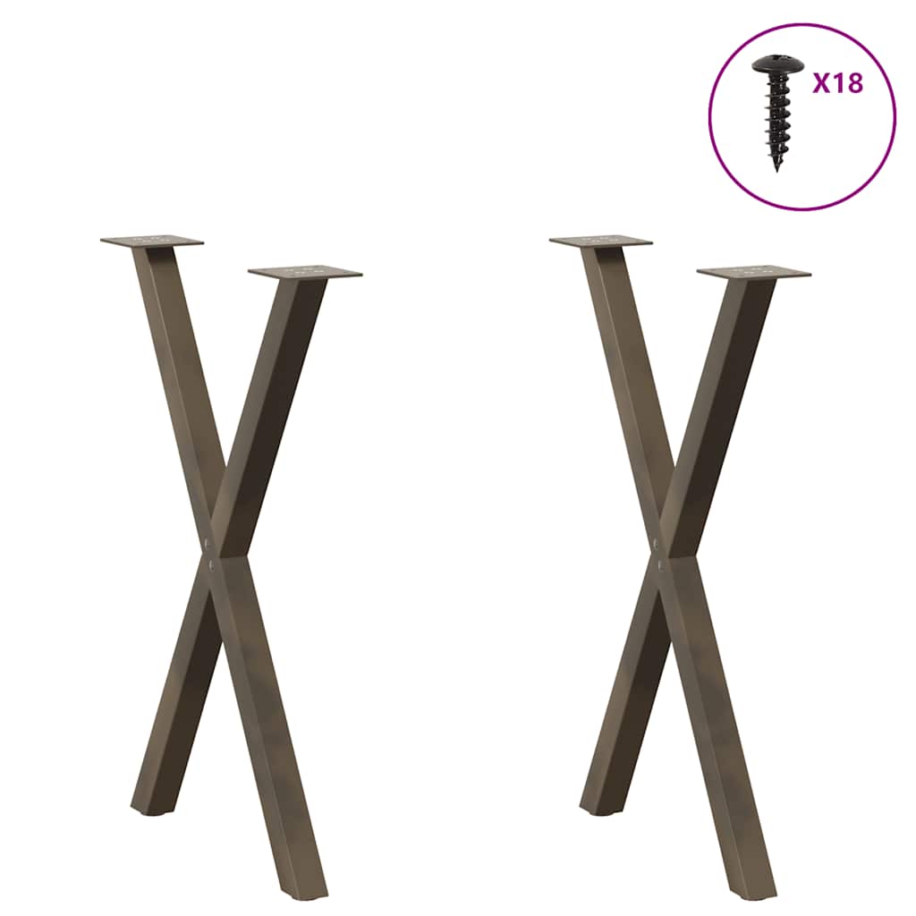 Dining Table Legs X-Shaped 2 pcs Natural Steel 50x(72-73) cm Steel