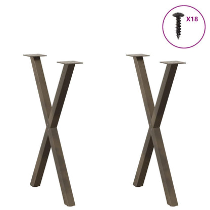 Dining Table Legs X-Shaped 2 pcs Natural Steel 50x(72-73) cm Steel
