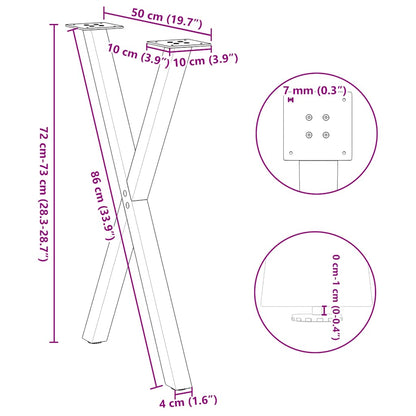 Dining Table Legs X-Shaped 2 pcs Natural Steel 50x(72-73) cm Steel