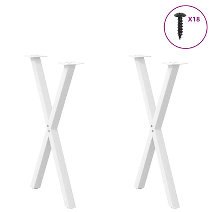 Dining Table Legs X-Shaped 2 pcs White 57x(72-73) cm Steel