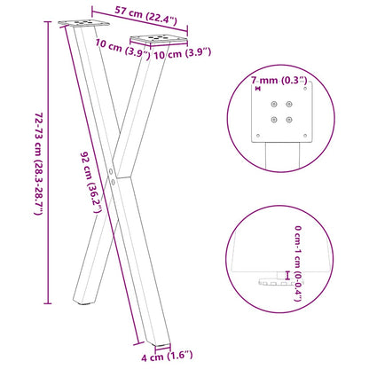 Dining Table Legs X-Shaped 2 pcs Natural Steel 57x(72-73) cm Steel