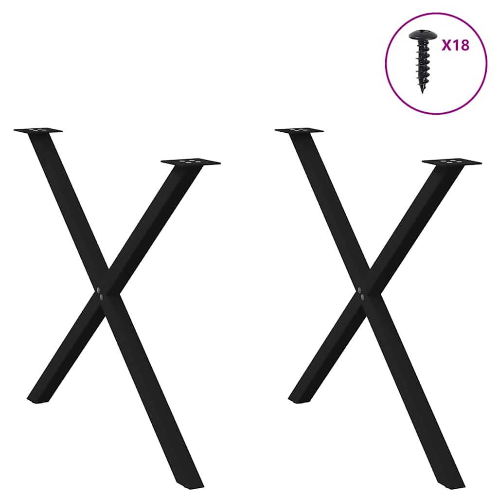 Dining Table Legs X-Shaped 2 pcs Black 90x(72-73) cm Steel