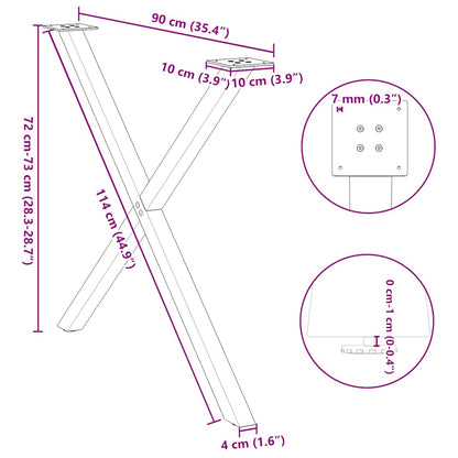 Dining Table Legs X-Shaped 2 pcs Black 90x(72-73) cm Steel