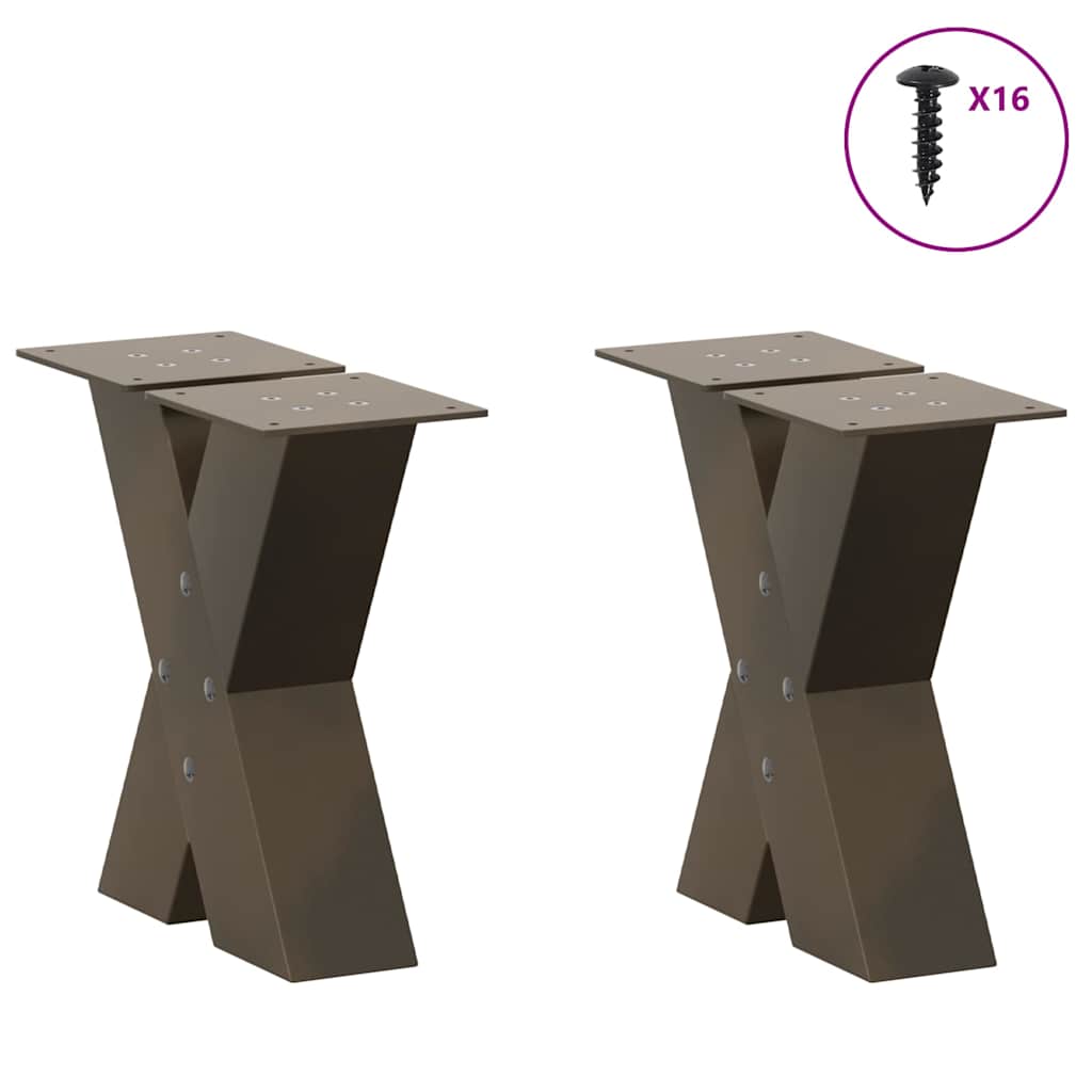Coffee Table Legs X-Shaped 2 pcs Natural Steel 40x(30-31) cm Steel
