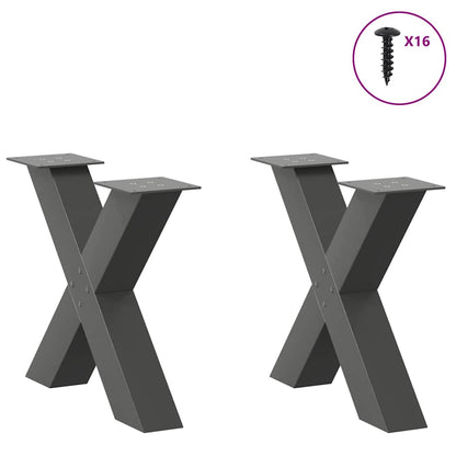 Coffee Table Legs X-Shaped 2 pcs Anthracite 50x(42-43) cm Steel