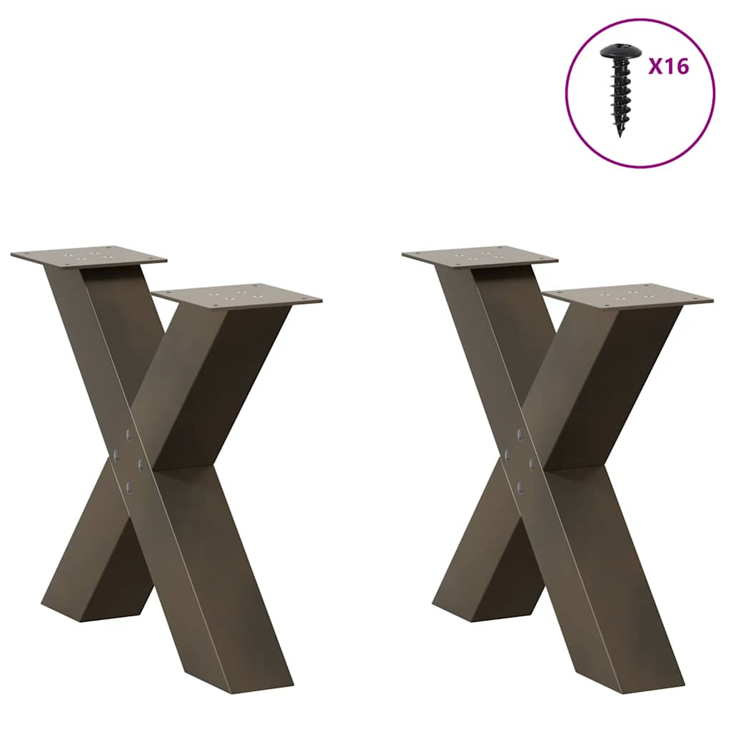 Coffee Table Legs X-Shaped 2 pcs Natural Steel 50x(42-43) cm Steel