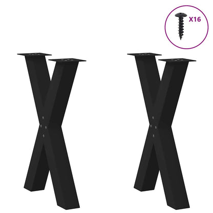 Dining Table Legs X-Shaped 2 pcs Black 50x(72-73) cm Steel