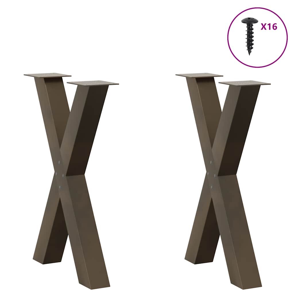 Dining Table Legs X-Shaped 2 pcs Natural Steel 60x(72-73) cm Steel