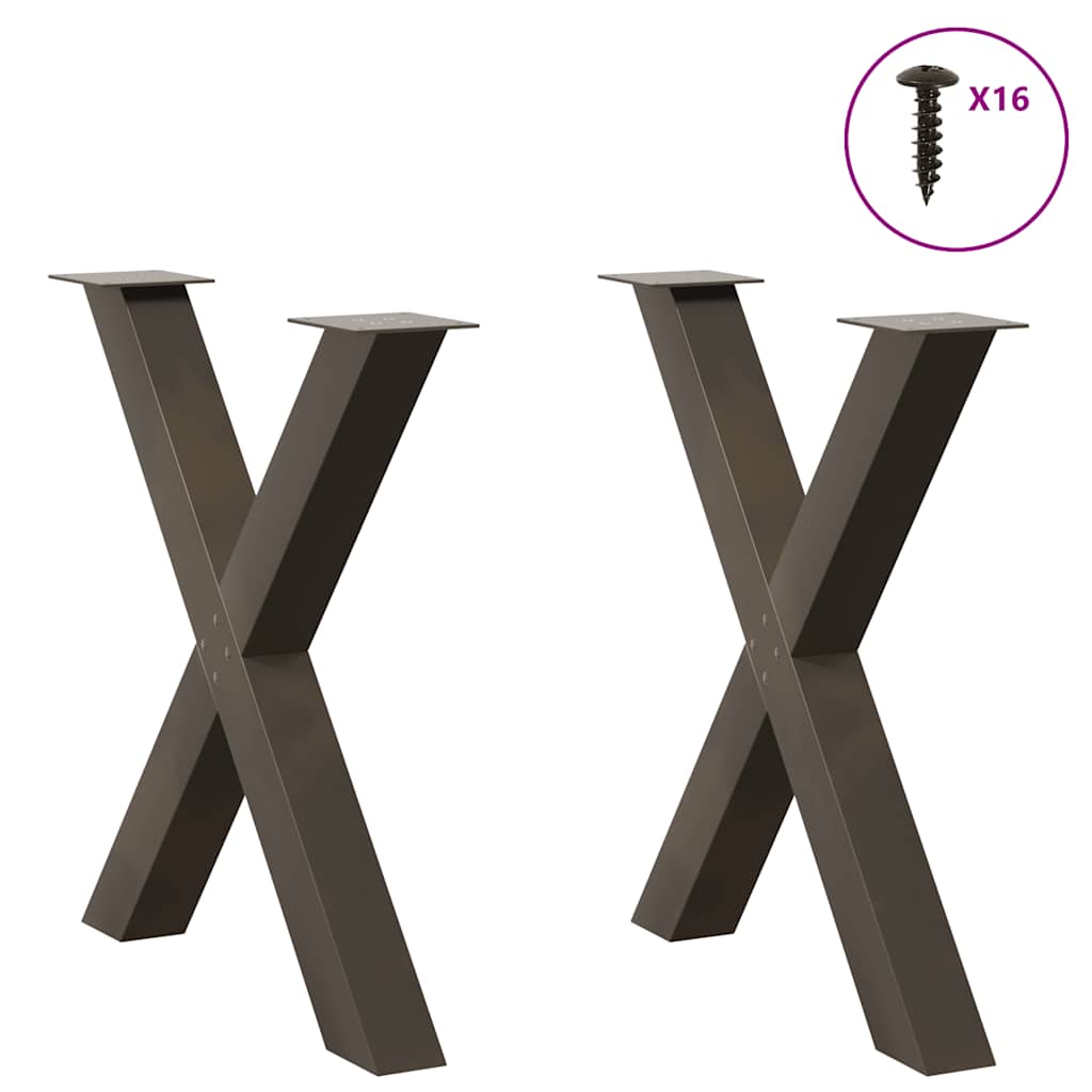 Dining Table Legs X-Shaped 2 pcs Natural Steel 80x(72-73) cm Steel