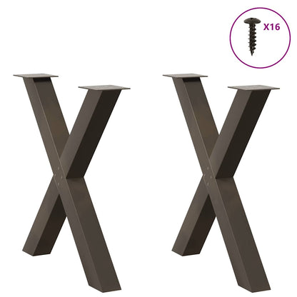 Dining Table Legs X-Shaped 2 pcs Natural Steel 80x(72-73) cm Steel