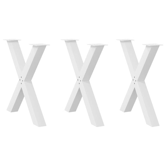 Dining Table Legs X-Shaped 3 pcs White 70x(72-73) cm Steel