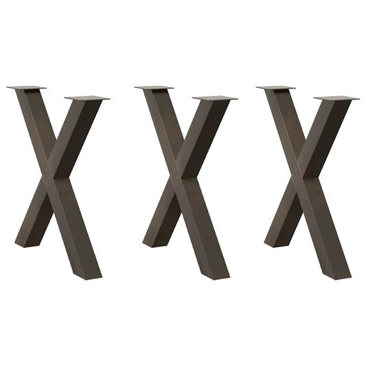 Dining Table Legs X-Shaped 3 pcs Natural Steel 80x(72-73) cm Steel
