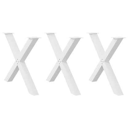 Dining Table Legs X-Shaped 3 pcs White 90x(72-73) cm Steel