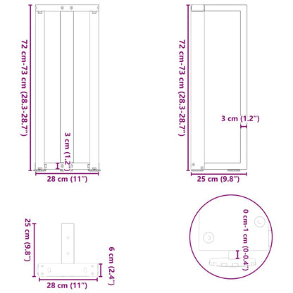 Console Table Legs T-Shaped 2 pcs Anthracite 25x28x(72-73) cm Steel