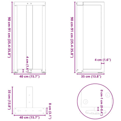 Bar Table Legs T-Shaped 2 pcs Black 40x35x(90-91) cm Steel
