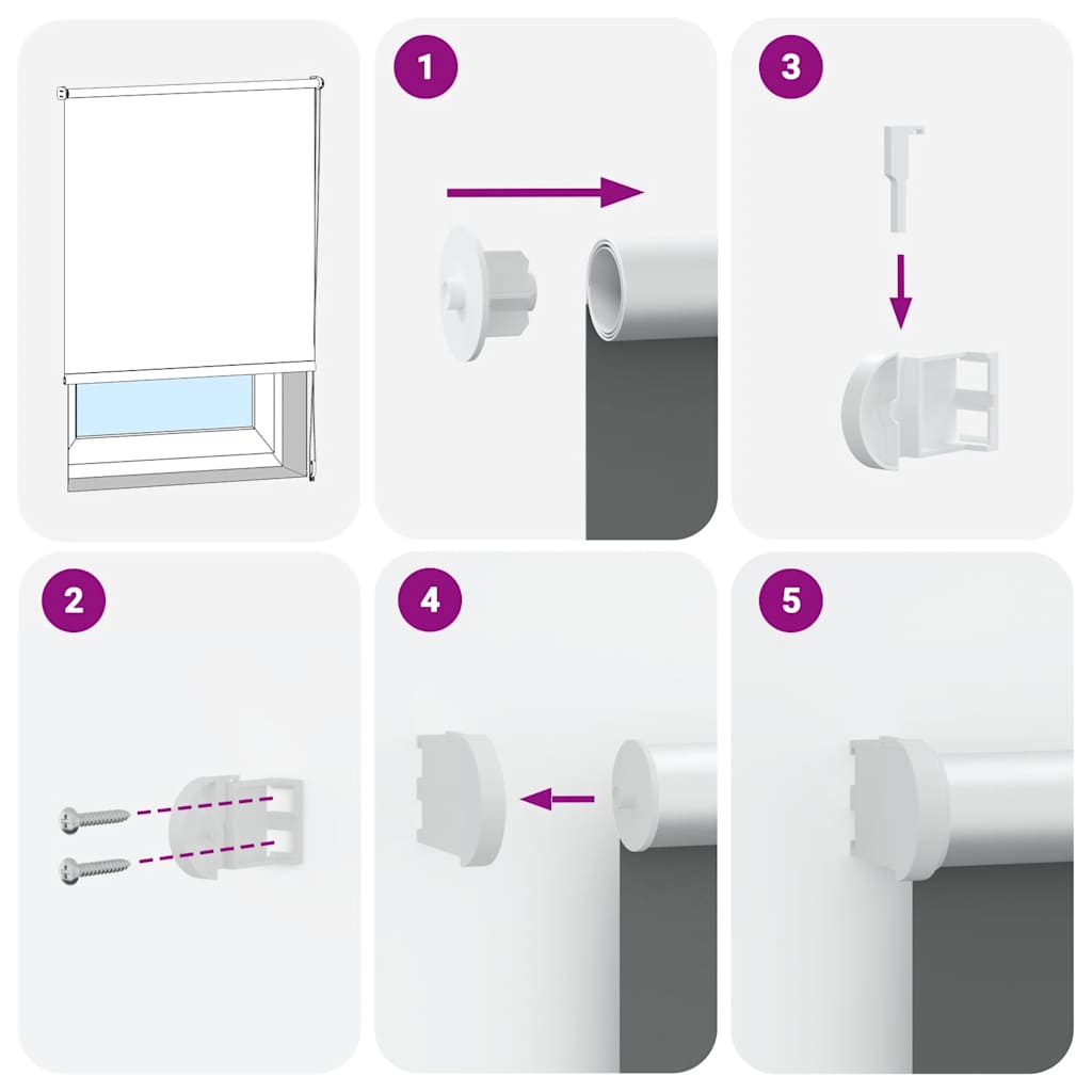 Roller Blind Blackout White 125x175 cm Fabric Width 121.6 cm Polyester