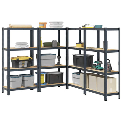 4-Layer Storage Shelves 4 pcs Anthracite Steel&Engineered Wood