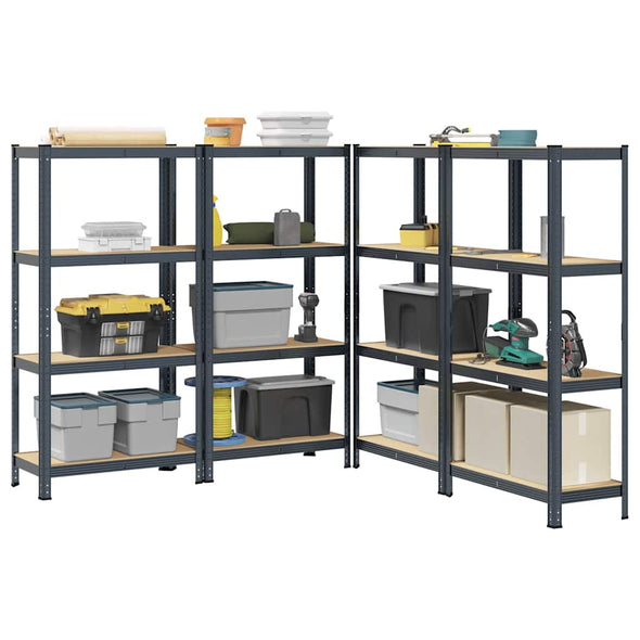 4-Layer Storage Shelves 4 pcs Anthracite Steel&Engineered Wood