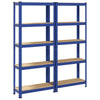 5-Layer Storage Shelves 2 pcs Blue Steel&Engineered Wood