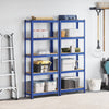 5-Layer Storage Shelves 2 pcs Blue Steel&Engineered Wood