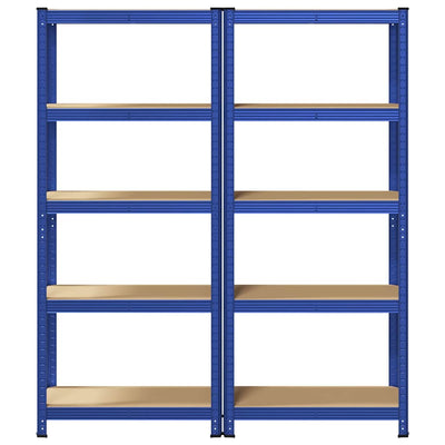 5-Layer Storage Shelves 2 pcs Blue Steel&Engineered Wood