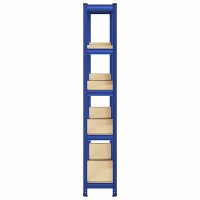 5-Layer Storage Shelves 2 pcs Blue Steel&Engineered Wood