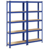 5-Layer Storage Shelves 2 pcs Blue Steel&Engineered Wood