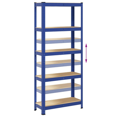 5-Layer Storage Shelves 2 pcs Blue Steel&Engineered Wood