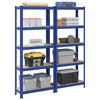 5-Layer Storage Shelves 2 pcs Blue Steel&Engineered Wood