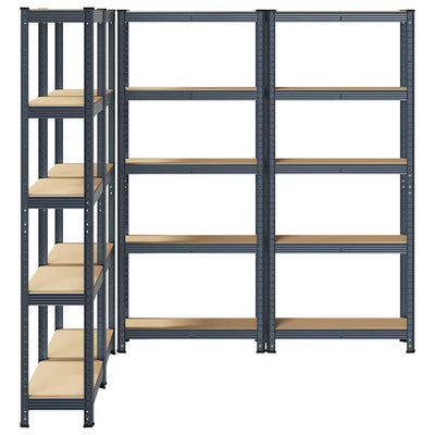 5-Layer Storage Shelves 4 pcs Anthracite Steel&Engineered Wood