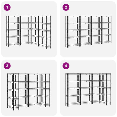5-Layer Storage Shelves 4 pcs Anthracite Steel&Engineered Wood