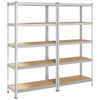 5-Layer Storage Shelves 2 pcs Silver Steel&Engineered Wood