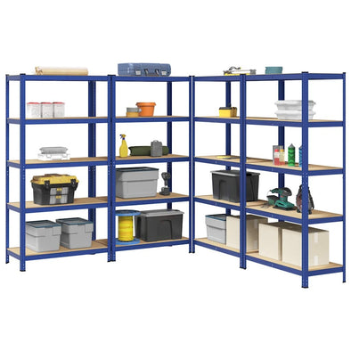 5-Layer Storage Shelves 4 pcs Blue Steel&Engineered Wood