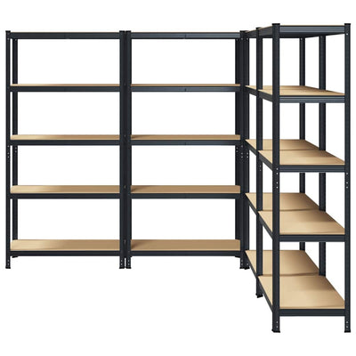 5-Layer Storage Shelves 4 pcs Anthracite Steel&Engineered Wood