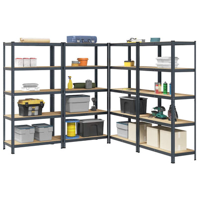 5-Layer Storage Shelves 4 pcs Anthracite Steel&Engineered Wood