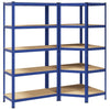 2 Piece 5-Layer Shelves Set Blue Steel&Engineered Wood