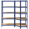 2 Piece 5-Layer Shelves Set Blue Steel&Engineered Wood