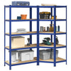 2 Piece 5-Layer Shelves Set Blue Steel&Engineered Wood