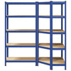 2 Piece 5-Layer Shelves Set Blue Steel&Engineered Wood