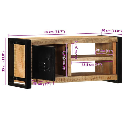 TV Cabinet 80x30x35 cm Solid Rough Wood Mango