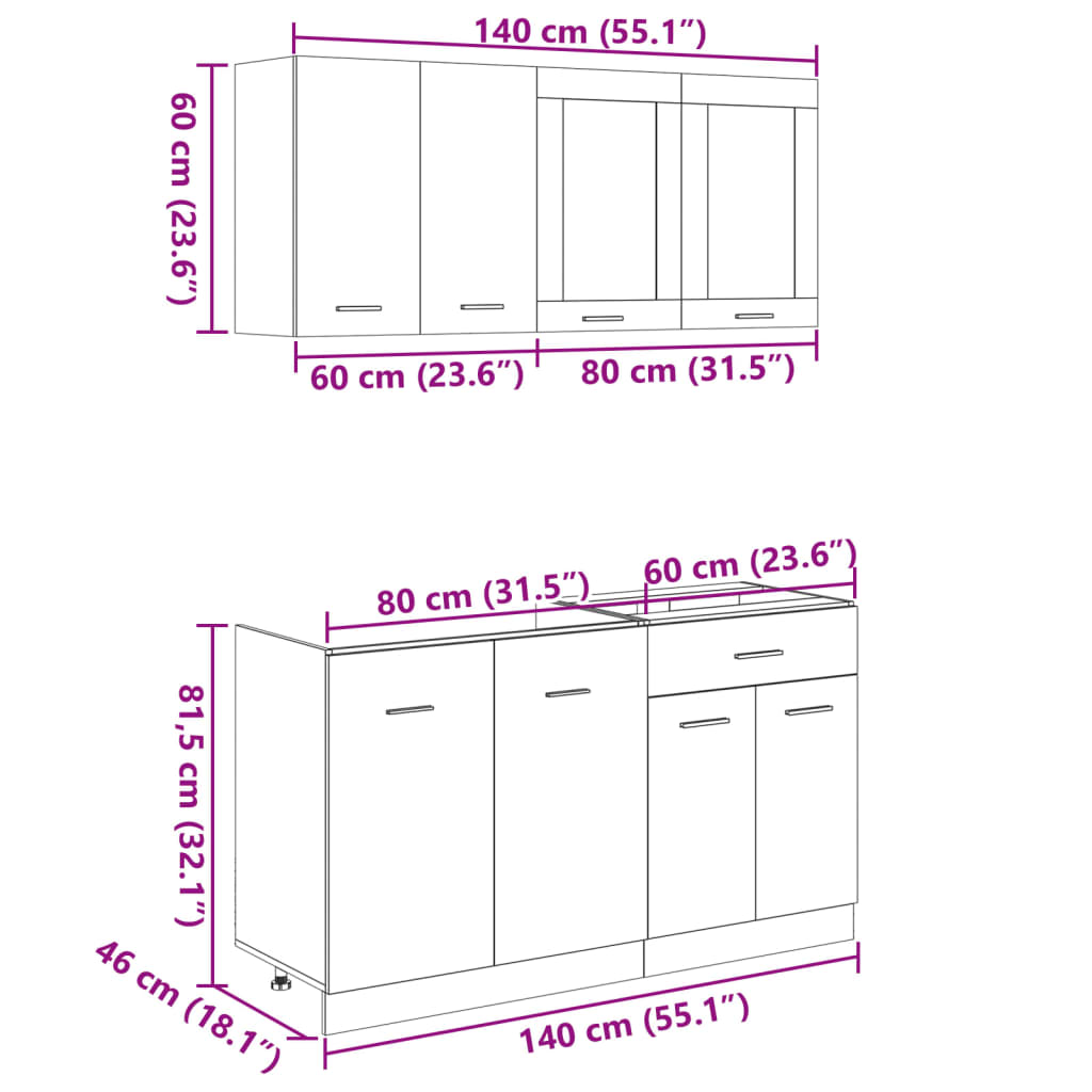 4 Piece Kitchen Cabinet Set Lyon Sonoma Oak Engineered Wood