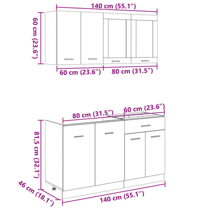 4 Piece Kitchen Cabinet Set Lyon Sonoma Oak Engineered Wood