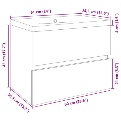 2 Piece Bathroom Furniture Set Ceramic and Engineered Wood
