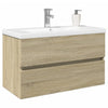 2 Piece Bathroom Furniture Set Ceramic and Engineered Wood