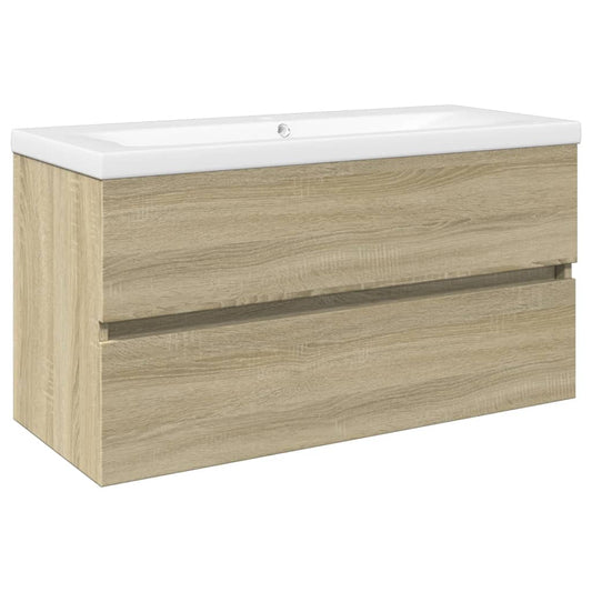 2 Piece Bathroom Furniture Set Ceramic and Engineered Wood