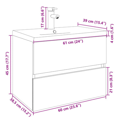 2 Piece Bathroom Furniture Set Ceramic and Engineered Wood