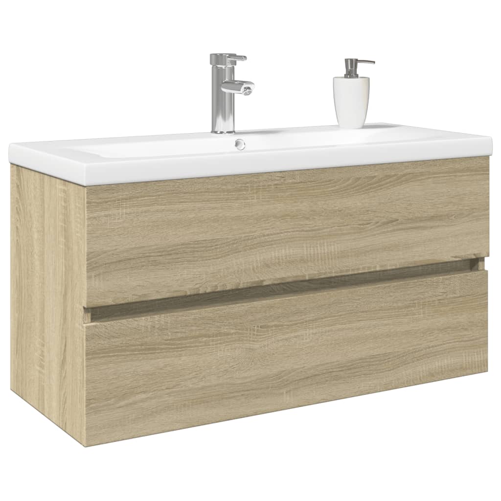 2 Piece Bathroom Furniture Set Ceramic and Engineered Wood