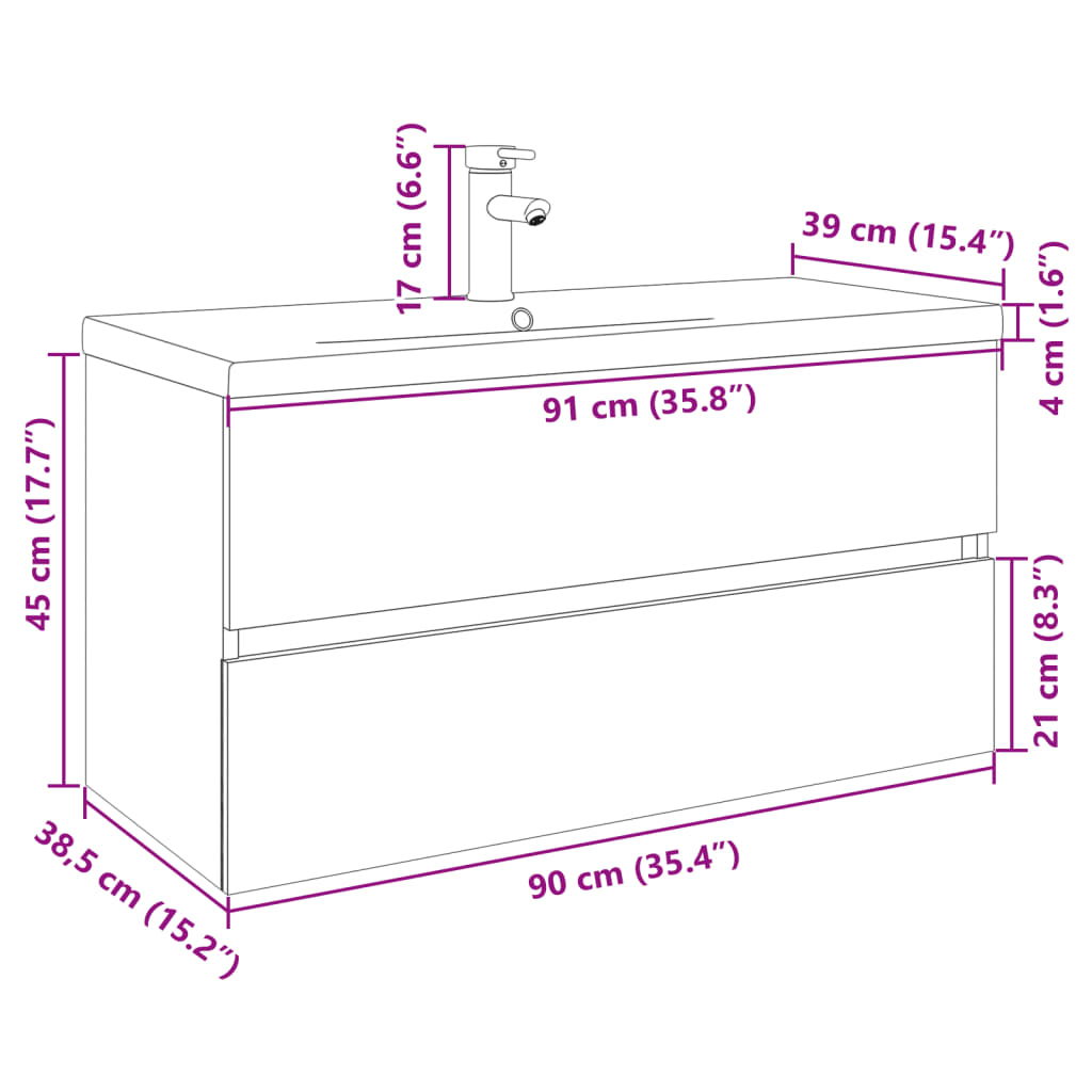 2 Piece Bathroom Furniture Set Ceramic and Engineered Wood