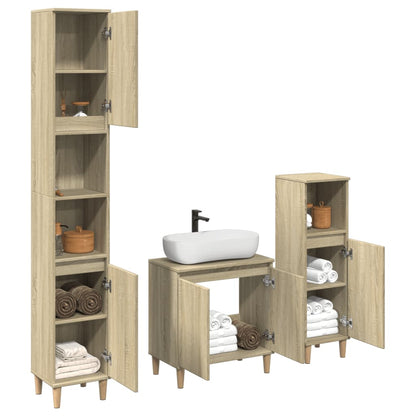 3 Piece Bathroom Furniture Set Sonoma Oak Engineered Wood